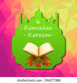 Vektorgrafik von Koran auf Ramadan Kareem (Happy Ramadan) Hintergrund