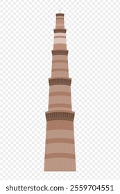 Vector illustration of Qutab Minar on transparent background