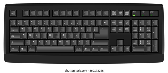 Vector illustration of a qwerty US English (en-us) layout computer keyboard. All objects well sorted and grouped in layers