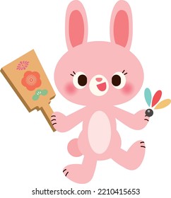Vector illustration of rabbit and battledore