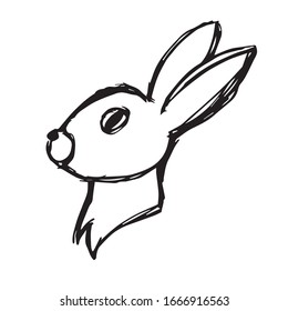 Vector Illustration of Rabbit Bunny Animal Icon on Isolated Background. Use This Hand Drawing or Sketch Icon For Graphic Design, Poster, Shirt Design and More.