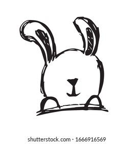 Vector Illustration of Rabbit Bunny Animal Icon on Isolated Background. Use This Hand Drawing or Sketch Icon For Graphic Design, Poster, Shirt Design and More.