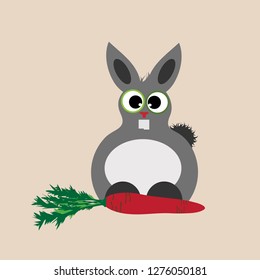 Vector illustration of rabbit with carrot.