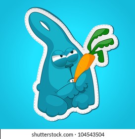 Vector illustration of rabbit with carrot on gradient background