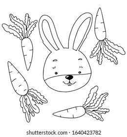 vector illustration rabbit with carrot on a white background