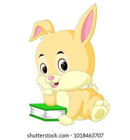 vector illustration of Rabbit cartoon holding book