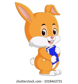 vector illustration of Rabbit cartoon holding book