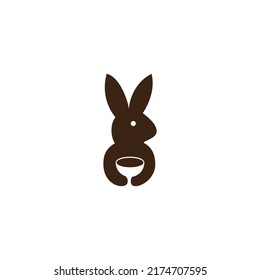 vector illustration of a rabbit and a coffee cup for an icon, symbol or logo. suitable for coffee shop logo