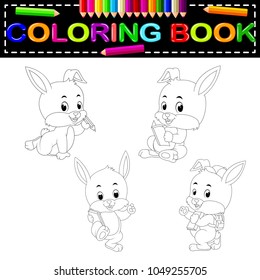 vector illustration of rabbit coloring book