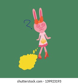 Vector and illustration of rabbit confuse with question mark
