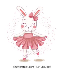 vector illustration of rabbit cute ballerina.