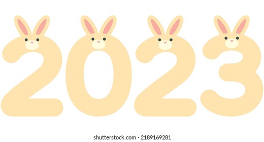 Ilustración vectorial de los números de oreja de conejo 2023