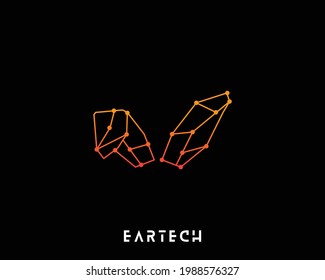 vector illustration rabbit ears logo combination with technology, geometric style rabbit ears logo mascot icon