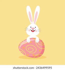 vector illustration of rabbit with eggs, rabbit, eggs.

