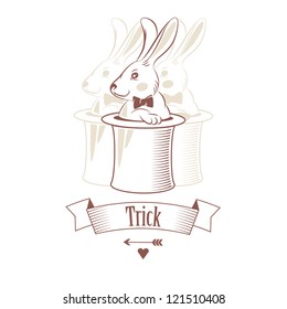 Vector illustration of rabbit in the hat