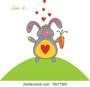vector illustration of a rabbit with a heart of Valentine's Day