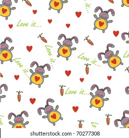 vector illustration of a rabbit with a heart of Valentine's Day