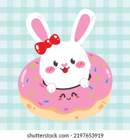 Vector illustration with rabbit kawaii donut