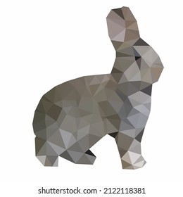 Vector illustration of a rabbit in low poly style. Abstract art of animal with polygonal shapes.