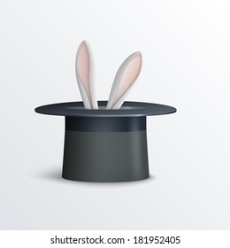 Vector illustration of rabbit in magician hat.