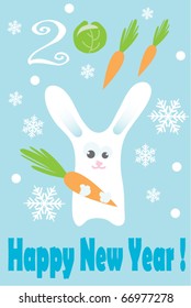vector illustration of a rabbit with new year greeting