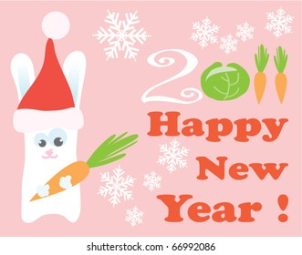 vector illustration of a rabbit with new year greeting