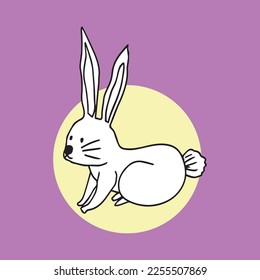 vector illustration rabbit on purple background.