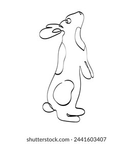 Vector illustration of a rabbit in one line style. Linear animal. Easter bunny.