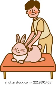 Vector illustration of a rabbit and an osteopath