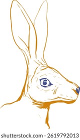 A vector illustration of a rabbit in profile view