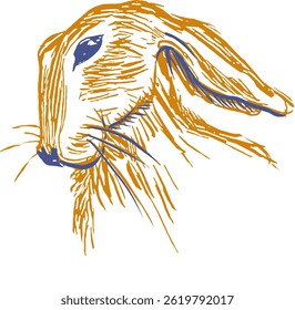 A vector illustration of a rabbit in profile view