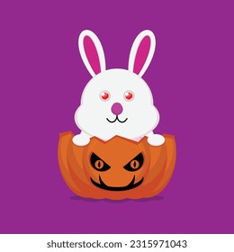 Vector illustration of rabbit and pumpkin