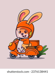vector illustration of a rabbit riding a cute motorbike. animal activity icon concept