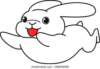 Vector illustration of a rabbit running with a smile. Perfect for cute, playful, and cartoon-themed designs.