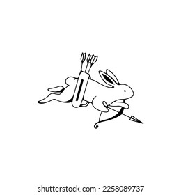 vector illustration of a rabbit shooting arrows concept