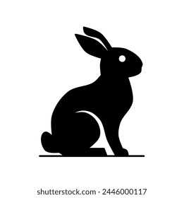 vector illustration of a rabbit silhouette in a minimalist and flat style isolated in a white background