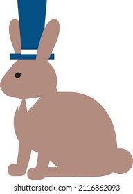A vector illustration of a rabbit with a silk hat