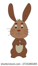Ilustración vectorial un conejo sentado sonriendo