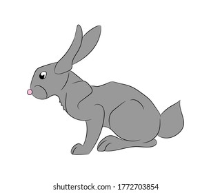 vector illustration of a rabbit that sits, drawing color, vector, white background