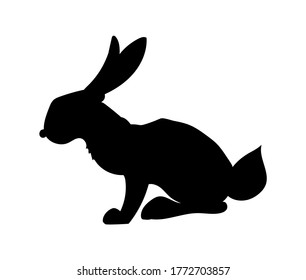 Vektorgrafik eines Hasen, der sitzt, Zeichnungssilhouette, Vektorgrafik, weißer Hintergrund