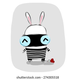 vector illustration of rabbit-love-hunter cartoon drawing style