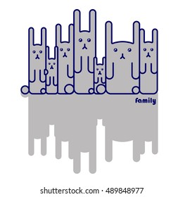 Vector illustration. Rabbits family