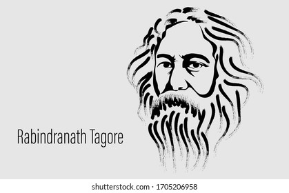 Vector Illustration of Rabindranath Tagore a poet