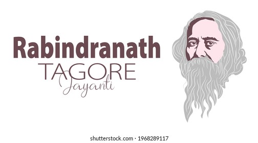 Vector Illustration of Rabindranath Tagore a poet and socialist from Bengal