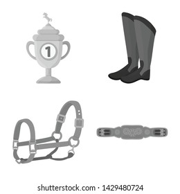 Vector illustration of race and horse sign. Collection of race and racing stock symbol for web.