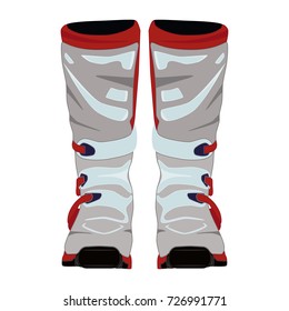 Vector illustration of race motorcycle, hovering motorcycle boots. Element of motorcycle suit icon isolated on white background.