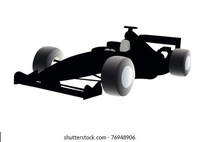 Vector illustration of racer silhouette under the white background