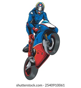 Ilustração vetorial de motocicleta de corrida com ilustração detalhada 