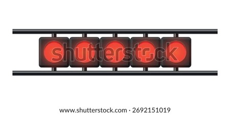 Vector illustration of racing traffic lights showing red signals for safe stopping and starting in a competitive environment