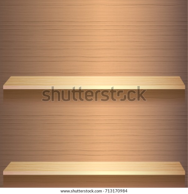 Vector Illustration Rack Shelves Empty Wooden Stock Vector (Royalty ...